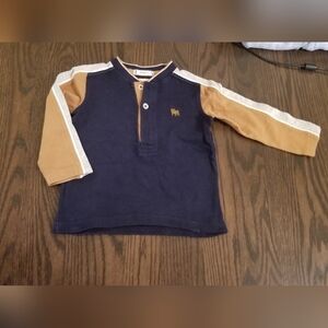 Jasper J Conran Baby Boy Navy, Tan And Gray Shirt. Size 12-18mth